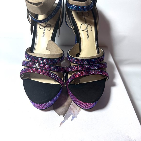 Jessica Simpson Balina Faux Suede Platform Ankle Wrap Dress SandalsBlack 9 size - Picture 8 of 13